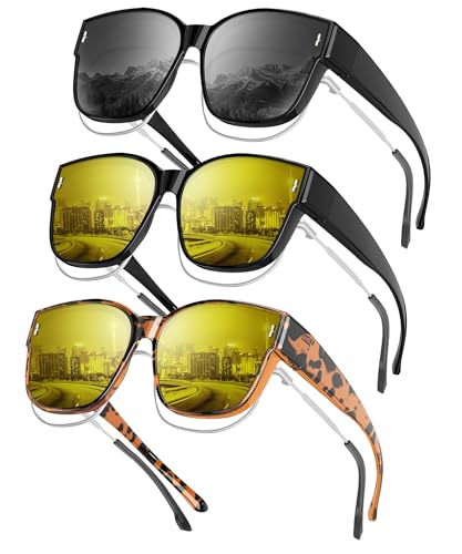 Image of KALIYADI Fit-Over-Glasses Polarized Sunglasses-for-Men Wrap-Around-Sunglasses: Mens Polarized Sunglasses UV400 Protection