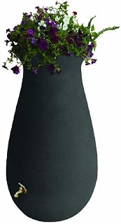 Algreen Products EcoCascata Rain Barrel 65-Gallon, Charcoalstone