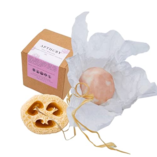 Apthcry Zero Waste Face + Body Wash Bar | Guasha Shaped Soap Bar | Handrolled With Natural Ingredients - Sulfate-Free, Paraben-Free, Cruelty-Free, Phthalate-Free, Ph Balanced 100% Vegan (Wild Rose) #TOP25