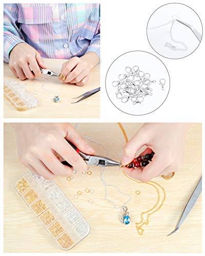 PP OPOUNT 65 Feet Jewelry Chains Necklace Chains 2 mm Jewelry Making Chains with 960 Pieces Jump Rings 40 Pieces Lobster Clasps Jewelry Making Tools (Gold, Silver Total in 65 Feet)