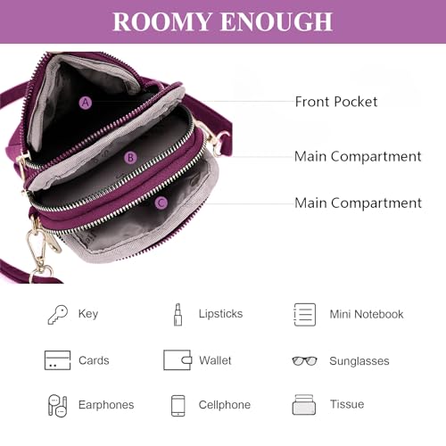 Image of WITERY Waterproof Nylon Cute Crossbody Cell Phone Purse Smartphone Wallet Bag for Women