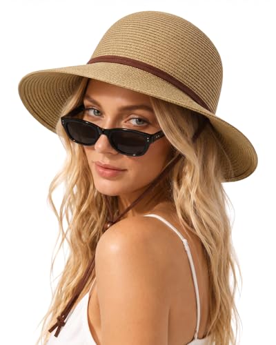 Image of Zylioo 2XL XL L Women's Straw Sun Hat, Wide Brim Beach Hat UPF 50+, M S Floppy Summer Hat, Vacation Travel Outdoor