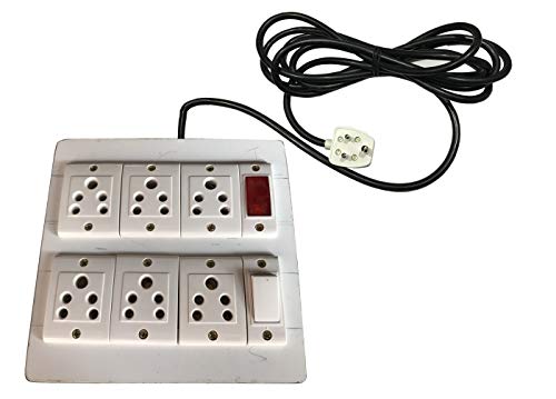 Image of Electric Extension Wooden Board (1 Meter 3Core Wire) (6 Socket 1Switch 1 Indicator-6x8x1.5)