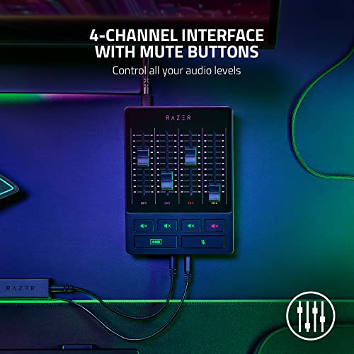 Razer Audio Mixer: All-in-One Streaming/Broadcasting Mixer - 4-Channel Design - XLR Preamp - Built-in Voice Settings & Audio Processing - USB Connectivity - Plug & Play - Chroma RGB (Renewed)
