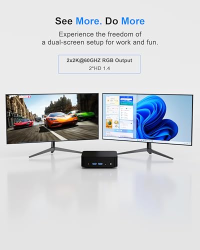 Image of Mini PC with 8GB RAM 256GB SSD, Dual HDMI 4K Display, WiFi 5 & Bluetooth 4.2, Compact Desktop Computer for Home Office, Web Browsing, Online Learning and Business Use