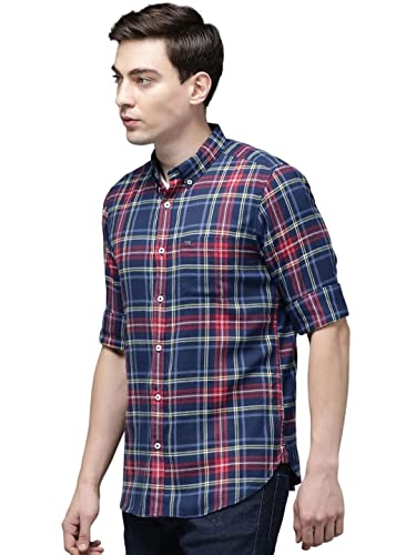 Image of THE BEAR HOUSE Men's Cotton Slim Flannel Button-Down Casual Shirt |Blue |3XL |TBH-INCLINE-BL-3XL |