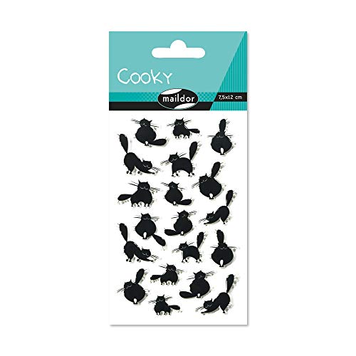 Maildor 560417C - Un sachet de gommettes 3D Cooky 1 planche 7,5x12cm, Gros minets (19 stickers)