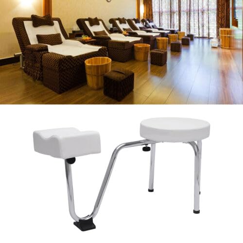 Taburete de cuidado de pies con reposapiés, 2 en 1, taburete de pedicura, taburete para tatuaje, reposapiés ajustable, almohadilla de PVC, soporte para uñas, spa, belleza, salón, estudio,
