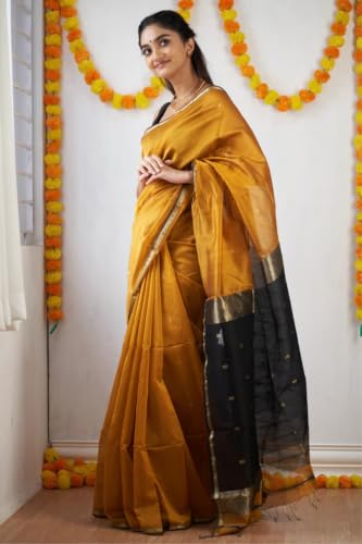 Image of SGF11 Women's Kanjivaram Soft Cotton Linen Silk Saree With Blouse Piece