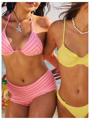 Verdusa Women's 2 Piece Striped Halter Swimsuit Tie Back Triangle Bathing Suit4