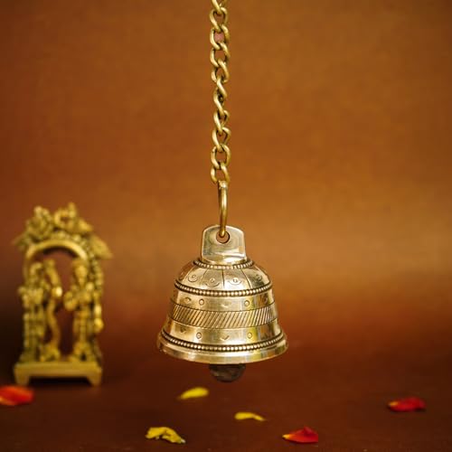 Ekhasa 100% Pure Brass Hanging Bells for Pooja Room, Mandir Decor & Home Decoration | Mandir Bells with Hanging | Decorative Temple Bell Hanging Accessories for Pooja Door (Chain & Hook Included) Ekhasa 100% Pure Brass Hanging Bells for Pooja Room, Mandir Decor & Home Decoration | Mandir Bells with Hanging | Decorative Temple Bell Hanging Accessories for Pooja Door (Chain & Hook Included)