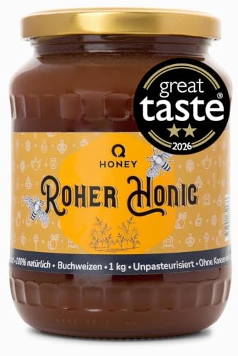 Q Honey Roher Buchweizenhonig 1kg, Ungefiltert & Nicht Pasteurisiert