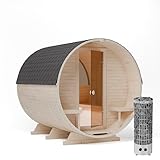 AZS-ENGINEERING 2KR PANORAMA Fasssauna Garten gartensaunas Outdoor Sauna aus Fichtenholz – Verschiedene Größen (4–6 Personen)