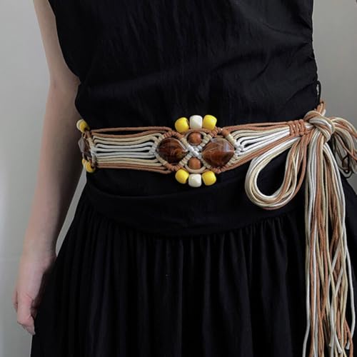 Decorative Tassels Waxed Rope Belt For Dresses Adjustable Braided Waistband Women Fashion Accessories Holiday Waist Rope3