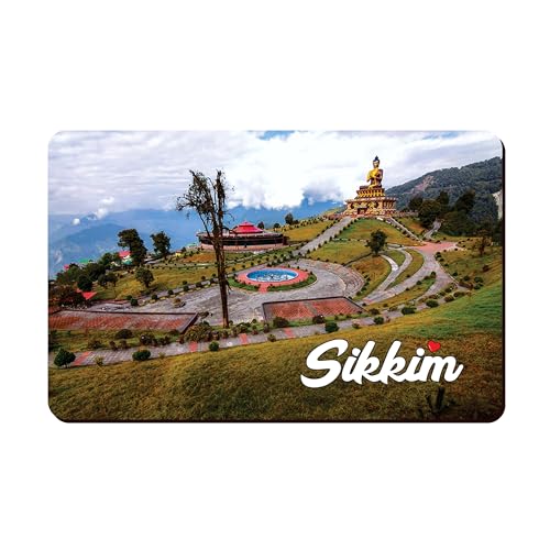 Flybuy Hub Elegant Fridge Magnet with Themes |Rectangular Size Refrigerator Magnet with Magnetic Rubber Back | Pack of 1, 8.6cm X 5.4cm (Sikkim - Design 3)