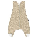 Alvi Sleep-Overall Baby Schlafsack mit Füßen Babyschlafsack Kinderschlafsack aus Baumwolle (110 cm, Hearts Nature)