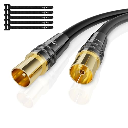 Mygatti RG6 4K TV Aerial Cable 7.5 Meters,black Satellite Cable,Antenna cable -75 Ohm, Gold-Plated IEC Connectors Plug/Socket