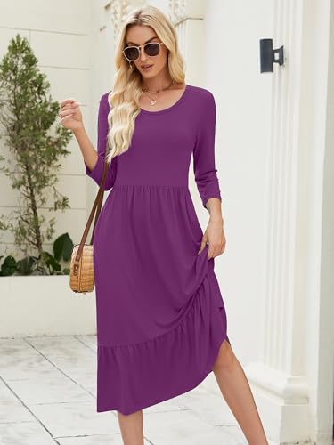 Image of Heymoments Women's Summer Short Sleeve Dresses Casual T-Shirt Flowy Tunic Ladies Beach Sundress