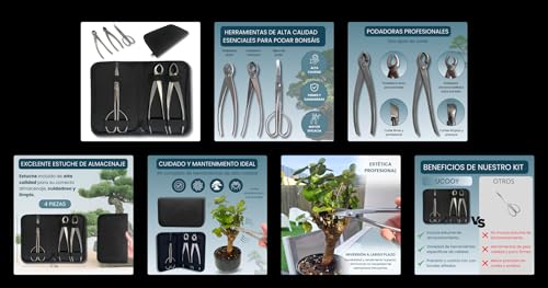 Professionelles Bonsai-Werkzeugset – Bonsais-Pflegeetui mit Schere, konkaver Astschere und gerader Astschere, unverzichtbar für die Pflege