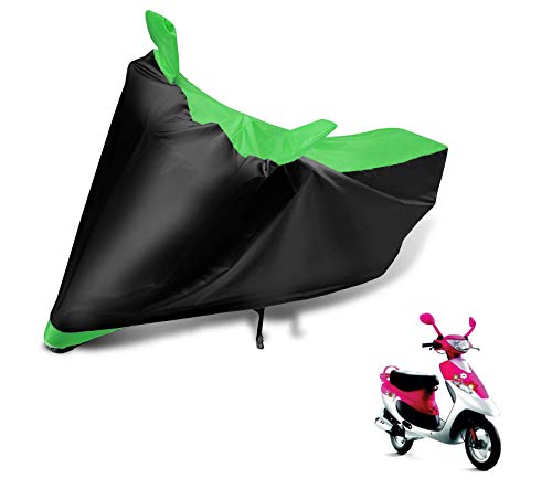 Image of Auto Hub Scooty Cover Compatible with TVS Scooty Pep Plus with Mirror Pocket, Dustproof, Heat Resistant, Triple Stitched, Pep Plus Scooty Cover- Black, Green