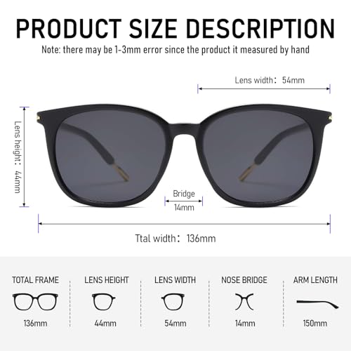 Trendy Square Women's Sunglasses, Retro Classic Driving Sun glasses UV400 Protection Sunnies4