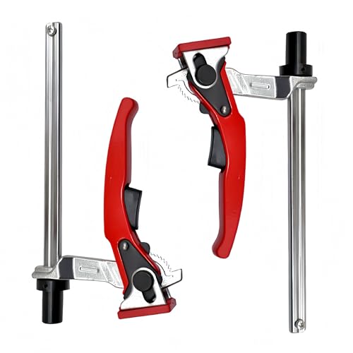 Image of 2 Pack Bench Dog Clamp, Quick Release Ratcheting Woodworking Bench Vise, Adjustable MFT Table Workbench Dog Hole Clamps 3/4 Inch Hold Down Clamp for Woodworking