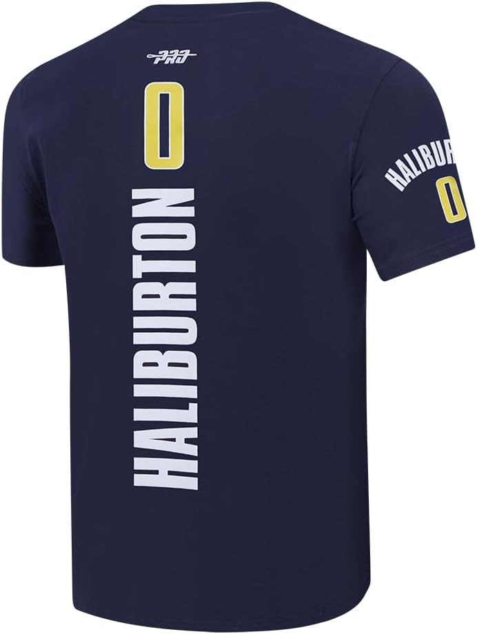 Pro Standard Mens NBA Indiana Pacers Tyrese Haliburton #0 Classic Player Short Sleeve Tee Midnight Navy S - Image 4