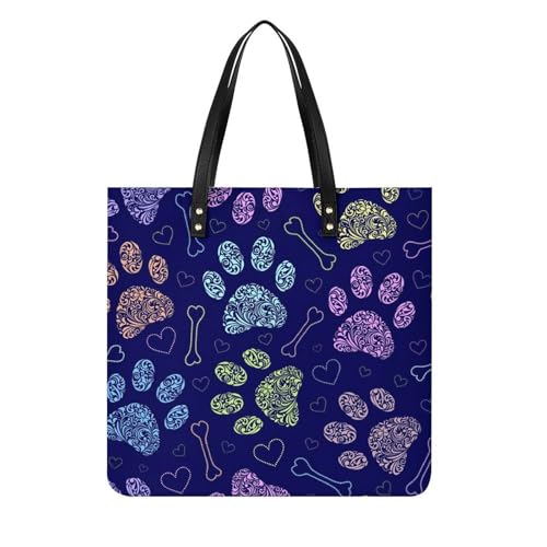 Sac À Main Shopper Empreinte De Patte Violette Grand Tote Bag Voyage