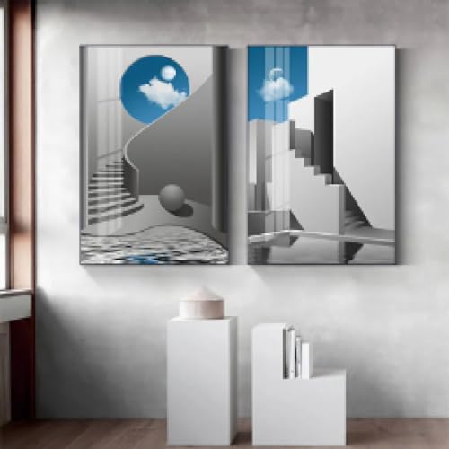 Toile d'extension d'espace architectural pour agrandir un porche avec affiches d'escaliers 60x80cm