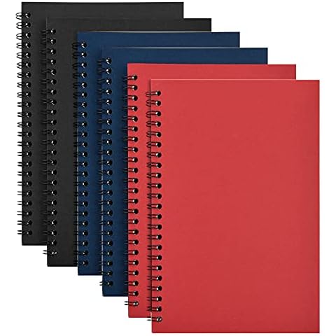Mototo 6 Pack Spiral Journal Notebook Wirebound Notebooks Lined Journal for Travelers Spiral Notebook 5.5 x 8.3 inch, 60 Sheets/120 Lined Pages (Red, Blue, Black) Cover