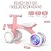 Umatoll Colorful Lighting Baby Balance Bike Toys for 1 Year Old Girl Gifts, Adjustable Seat, First Birthday Gifts, 12-24 Months Toddler Bike, Pink