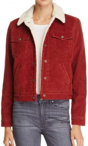 Stranger Things Season 4 Nancy Wheeler Red Corduroy Jacket Women Sherpa Lined Trucker Jacket Cosplay Costume