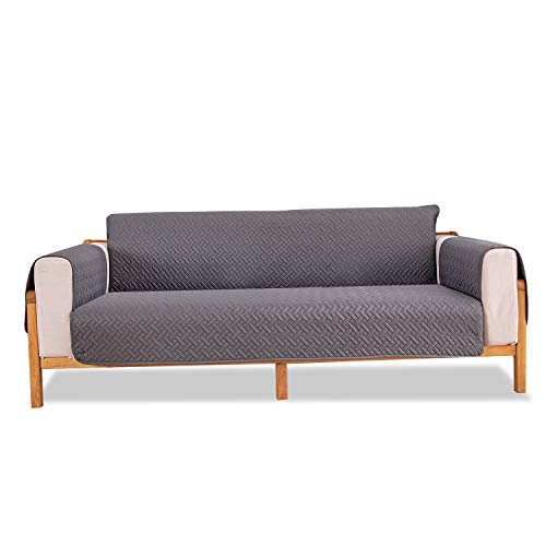 PETCUTE ソファカバー ソファー保護カバー シンプル 取り替え ソファカバー 肘付き 肘掛け 四季適用 洗える グレー 3人掛け