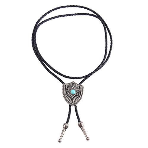 Image of Western Black Bolo Tie for Men and Women,Native American Leather Bolo Tie String