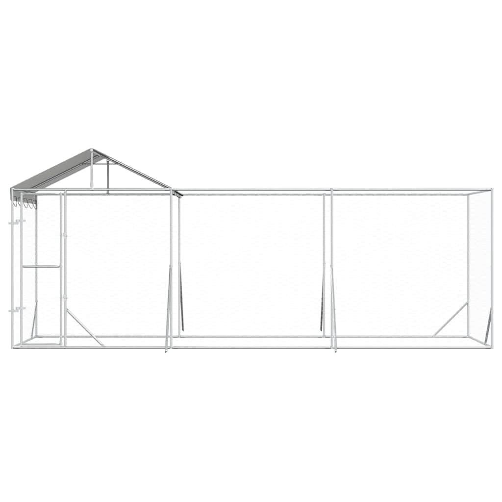 Perrera para perros al aire libre con techo de acero galvanizado, 6 x 2 x 2,5 m, resistente a la intemperie, con puerta con cerradura, ideal como cercado al aire libre, caño, recinto para
