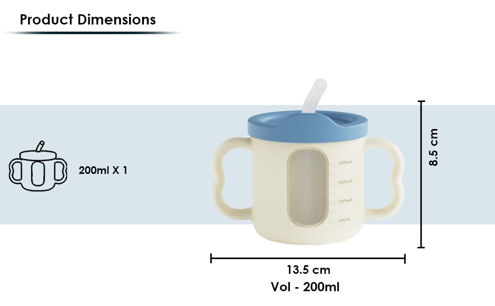 CUBKINS Silicone Sippy Cup with Soft and Durable Straw Training Cup for Babies | Transparent Measuring Level Cup with Lid for Toddler and Kids - Image 8 thumbnail
