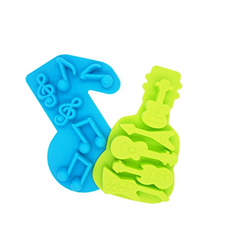 Blacklip 2PCS Silicone Candy Making Molds Chocolate Molds for Home Baking Color Random (Guitar&Note)