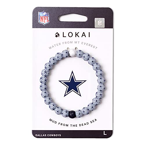 Lokai Silicone Beaded Bracelet for Men & Women NFL Football Collection - Dallas Cowboys Logo Large - Silicone Jewelry Fashion Bracelet Slides-On for Comfortable Fit