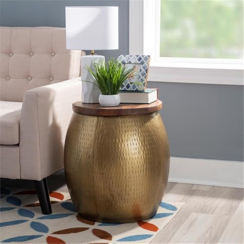 Pemberly Row PR-4753-2484356 End Table Coffee Accent Table Round In Metal thumb #7