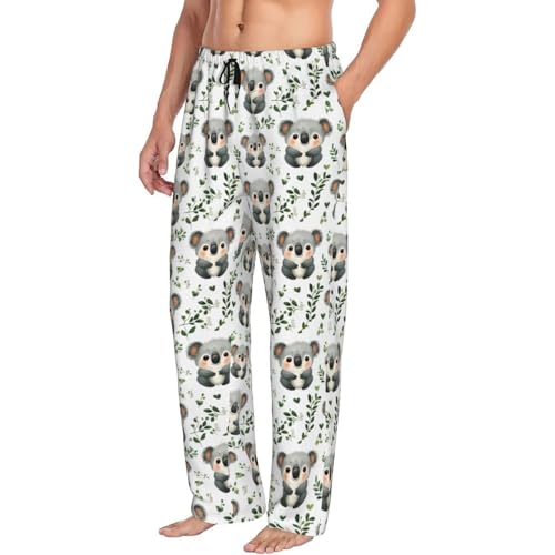 Mens Pajama Pants - Kawaii Koala Print Soft Sleep Lounge Pants For Men, Casual Pj Bottoms With Pockets
