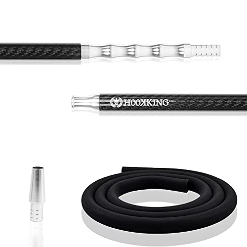 HOOKKING Shisha Griff aus Aluminium und Kohlefaser, Griff mit Silikonschlauch 150 cm und Mundstück, Universalzubehör für… – Bild 3