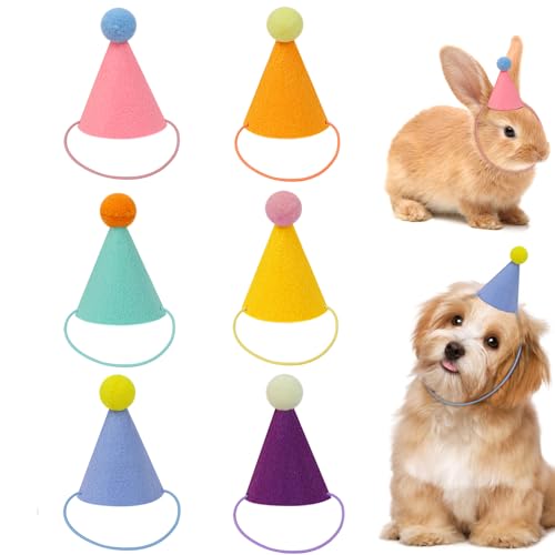 La Mejor Selección de Gorros para fiesta al mejor precio. 41 DRANSMIC 6 sombreros de fiesta para animales de peluche, sombreros de cono, para fiesta de cumpleaños, muñecas, perros, gatos, conejos, cachorros, decoraciones de cumpleaños de...