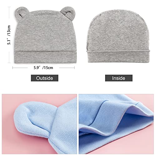 Dreshow Bqubo 8 Pack Newborn Baby Boy Hats Beanie Bear Ears Preemie Boys Infant Caps Toddler Cotton Hats For 0-3 Months #TOP6