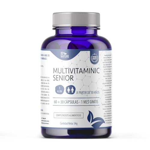 Multivitamínico Senior - Mayores de 50 Años - Vitaminas C D3 E B12 - Cúrcuma - Ginkgo Biloba -...