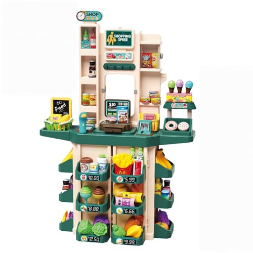 GRSMIS キッズストアプレイセット、シミュレーションスーパーマーケットおもちゃパズル教育レジカウンターままごとのおもちゃ子供幼児屋外プレイセット誕生日プレゼント クリスマス (66667A)