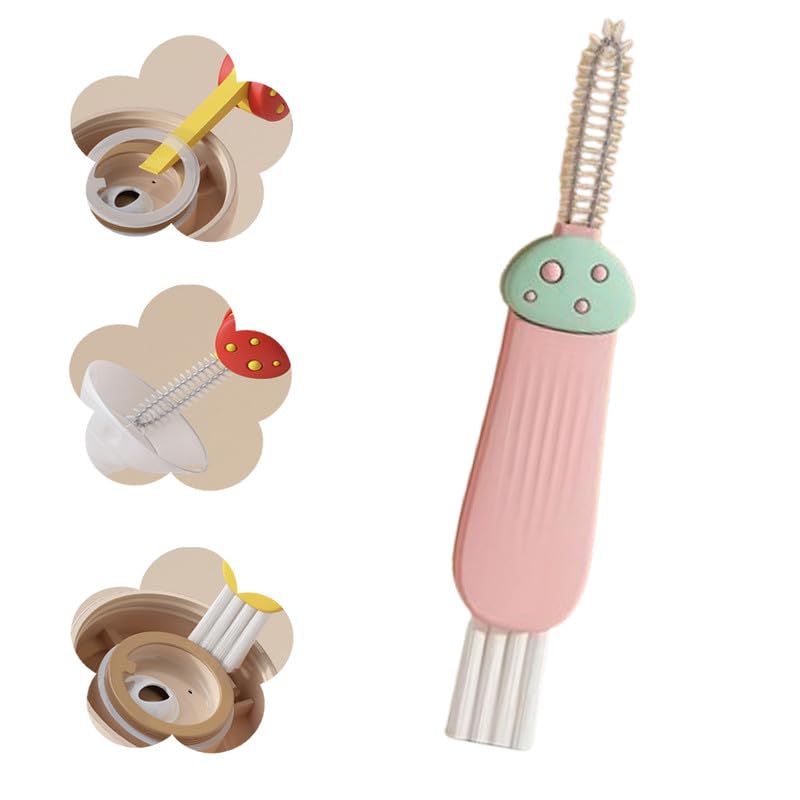 3 in 1 Cup Lid Cleaning Brush, 2024 New Portable Crevice Cleaning Brush Set for Baby Bottle Gap Tight Spaces Cup, Rotatable Cup Lid Cleaner Cup Mouth