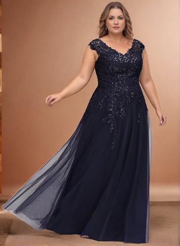 Mother of The Bride Dresses for Women Short Sleeve A Line V Neck Long Chiffon Lace Sequin Formal Evening Gowns3