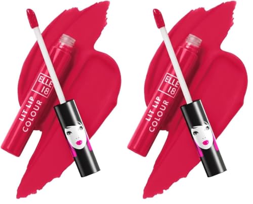 Image of Elle 18 Lit Lip, Matte Finish, Pink Blossom, 16 hrs Long Lasting Liquid Lipstick, Smudge and Transfer Proof Lipstick, One-stroke application, Quick Drying | 5.6 ml (Pack of 2)