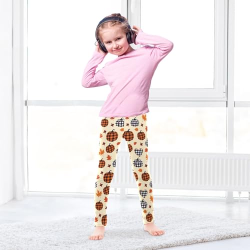 senya Girls Printed Leggings Yoga Pants Pumpkin Maple Leaf Pattern for Kids in 4t to 10 Years, 4T4