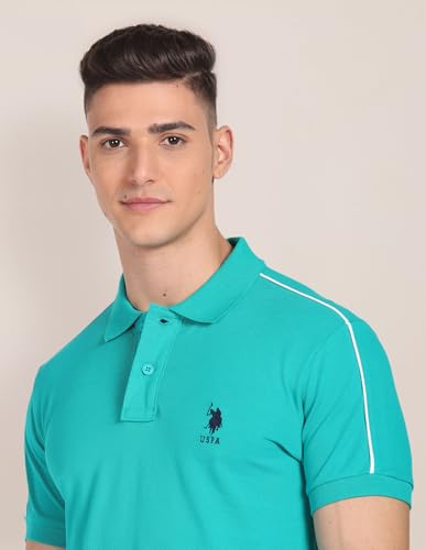 Image of U.S. Polo ASSN. Solid Regular Fit Polo T Shirts for Men - 100% Cotton, Half Sleeves Mens Tshirt